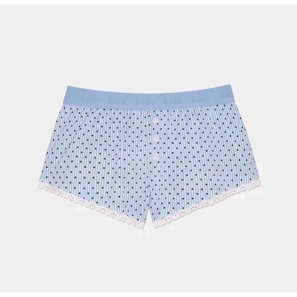 NWT Knix Super Leakproof Mini Dream Boxer Period Underwear Blue Stripe Polka Dot